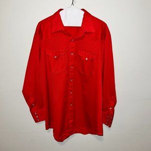 Vintage ruby red western pearl snap